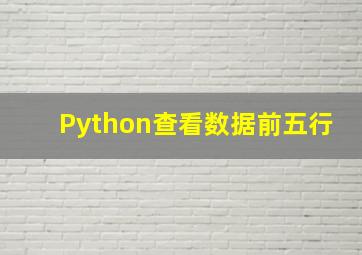 Python查看数据前五行