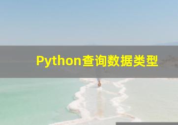 Python查询数据类型