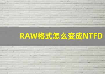 RAW格式怎么变成NTFD