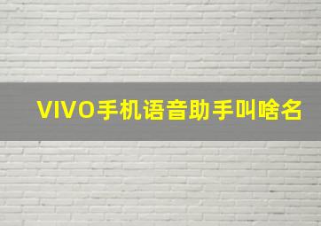 VIVO手机语音助手叫啥名