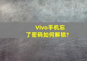 Vivo手机忘了密码如何解锁?