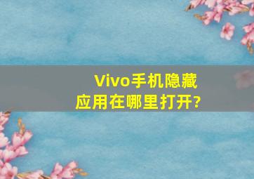 Vivo手机隐藏应用在哪里打开?