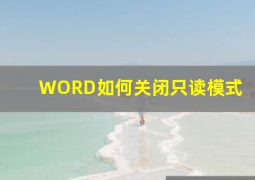 WORD如何关闭只读模式