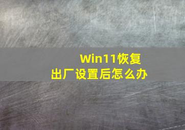 Win11恢复出厂设置后怎么办