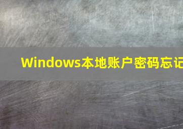 Windows本地账户密码忘记