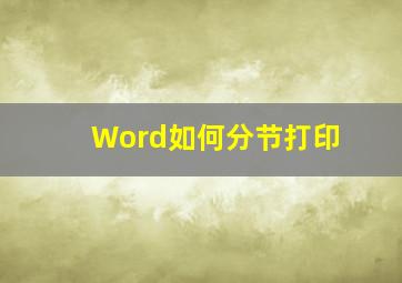 Word如何分节打印