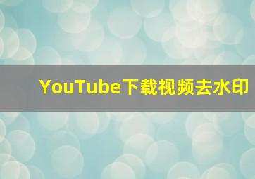 YouTube下载视频去水印