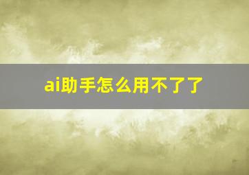 ai助手怎么用不了了