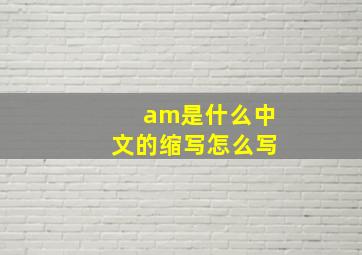 am是什么中文的缩写怎么写