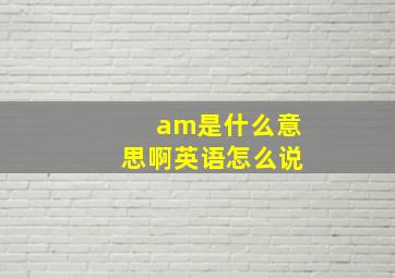 am是什么意思啊英语怎么说