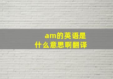 am的英语是什么意思啊翻译