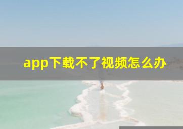 app下载不了视频怎么办