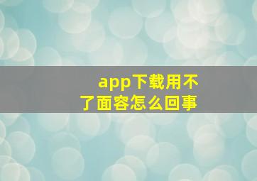 app下载用不了面容怎么回事