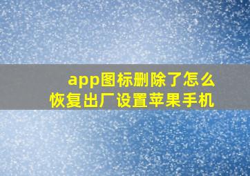 app图标删除了怎么恢复出厂设置苹果手机