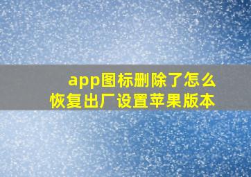 app图标删除了怎么恢复出厂设置苹果版本