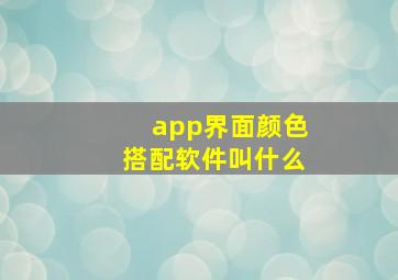 app界面颜色搭配软件叫什么