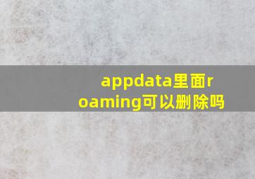 appdata里面roaming可以删除吗