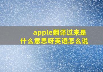 apple翻译过来是什么意思呀英语怎么说