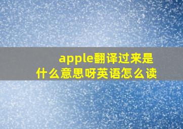 apple翻译过来是什么意思呀英语怎么读