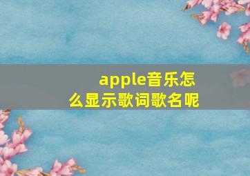 apple音乐怎么显示歌词歌名呢