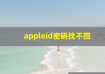 appleid密码找不回