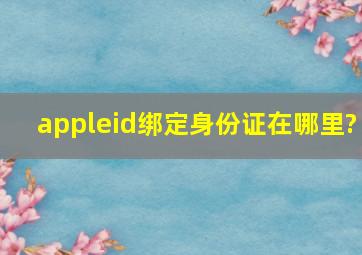 appleid绑定身份证在哪里?