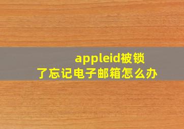 appleid被锁了忘记电子邮箱怎么办