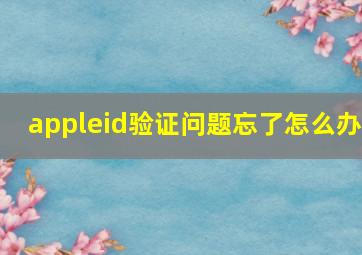 appleid验证问题忘了怎么办