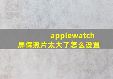 applewatch屏保照片太大了怎么设置