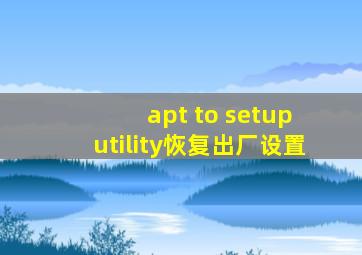 apt to setup utility恢复出厂设置