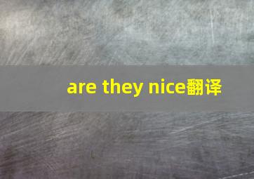 are they nice翻译