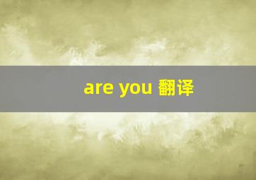 are you 翻译