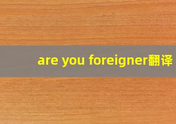 are you foreigner翻译