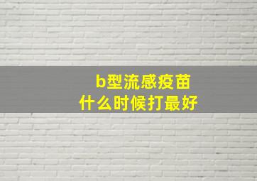 b型流感疫苗什么时候打最好