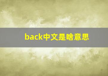 back中文是啥意思