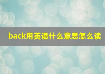 back用英语什么意思怎么读