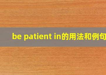 be patient in的用法和例句