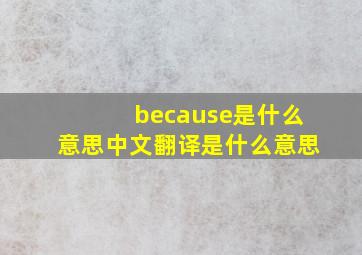 because是什么意思中文翻译是什么意思