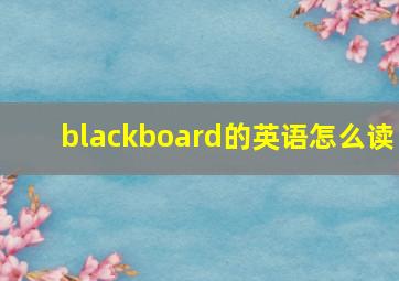 blackboard的英语怎么读