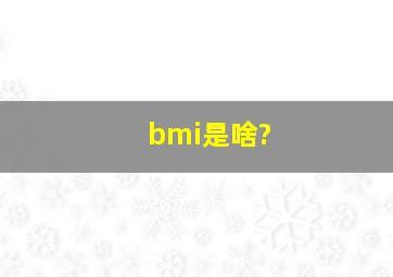 bmi是啥?