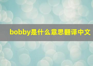 bobby是什么意思翻译中文