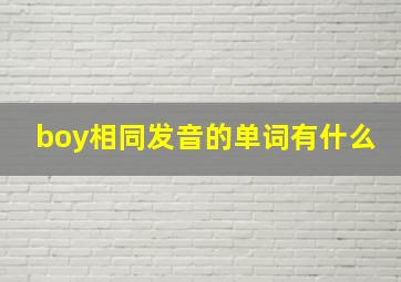 boy相同发音的单词有什么