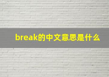 break的中文意思是什么