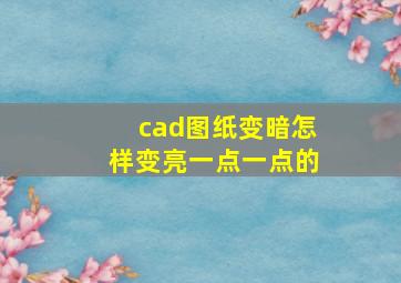 cad图纸变暗怎样变亮一点一点的