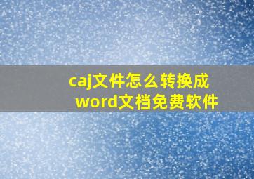 caj文件怎么转换成word文档免费软件