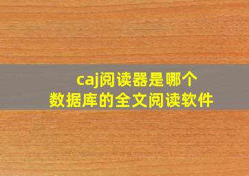 caj阅读器是哪个数据库的全文阅读软件