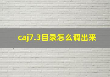 caj7.3目录怎么调出来