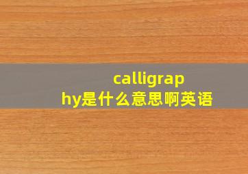 calligraphy是什么意思啊英语