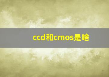 ccd和cmos是啥