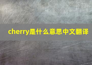 cherry是什么意思中文翻译